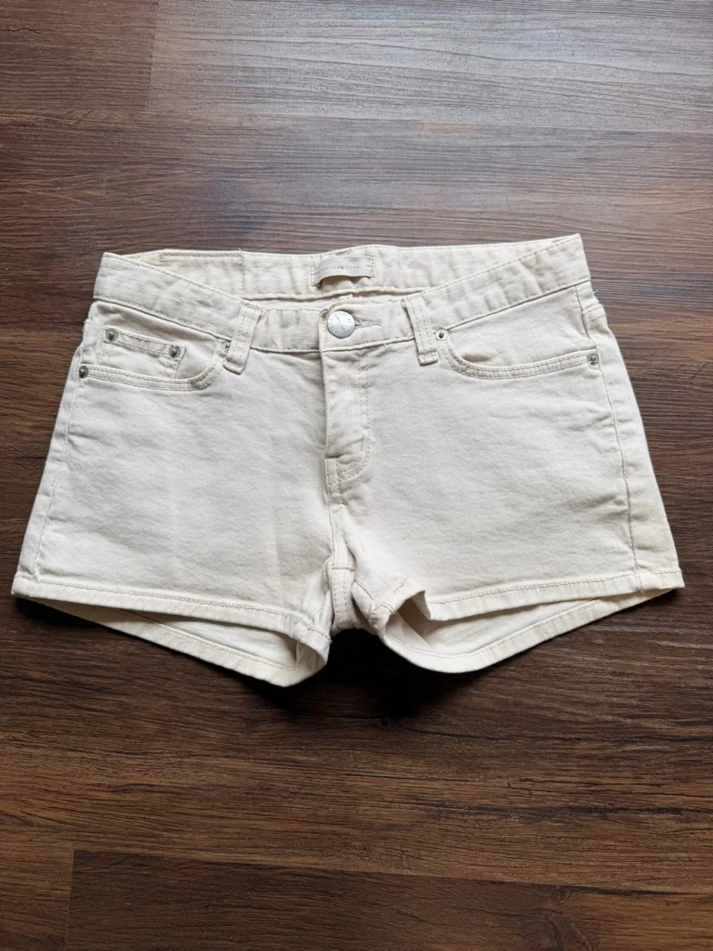 Washing Room 100% Cotton Cream Denim Jean Shorts - Low Rise Summer Staple